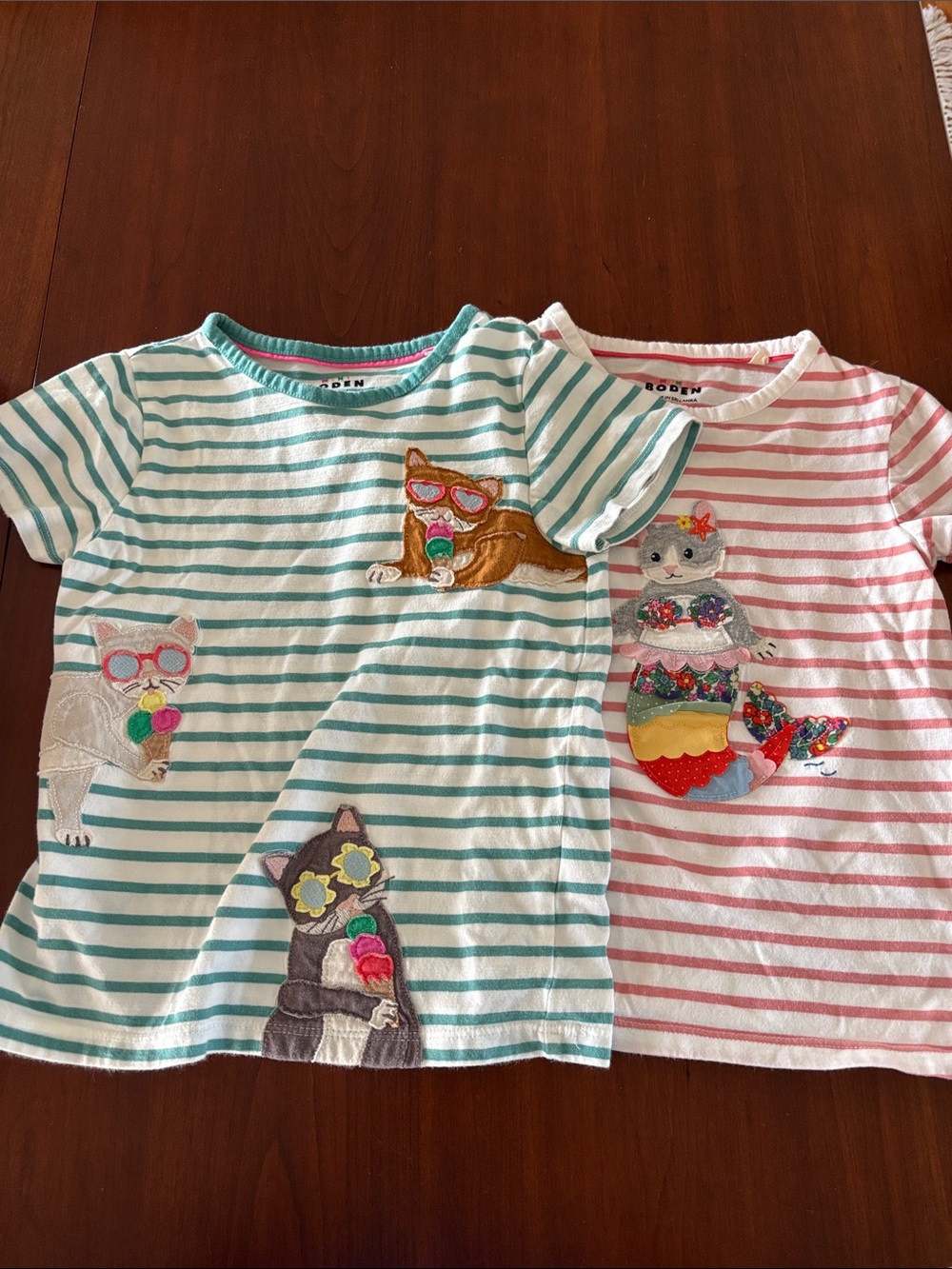 Mini Boden Cat Appliqué Shirts
